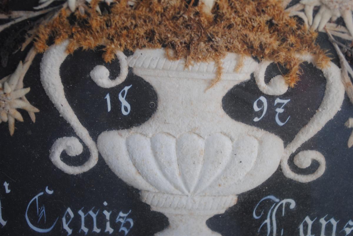 Souvenir des Alpes composition de fleurs séchées fin XIXème