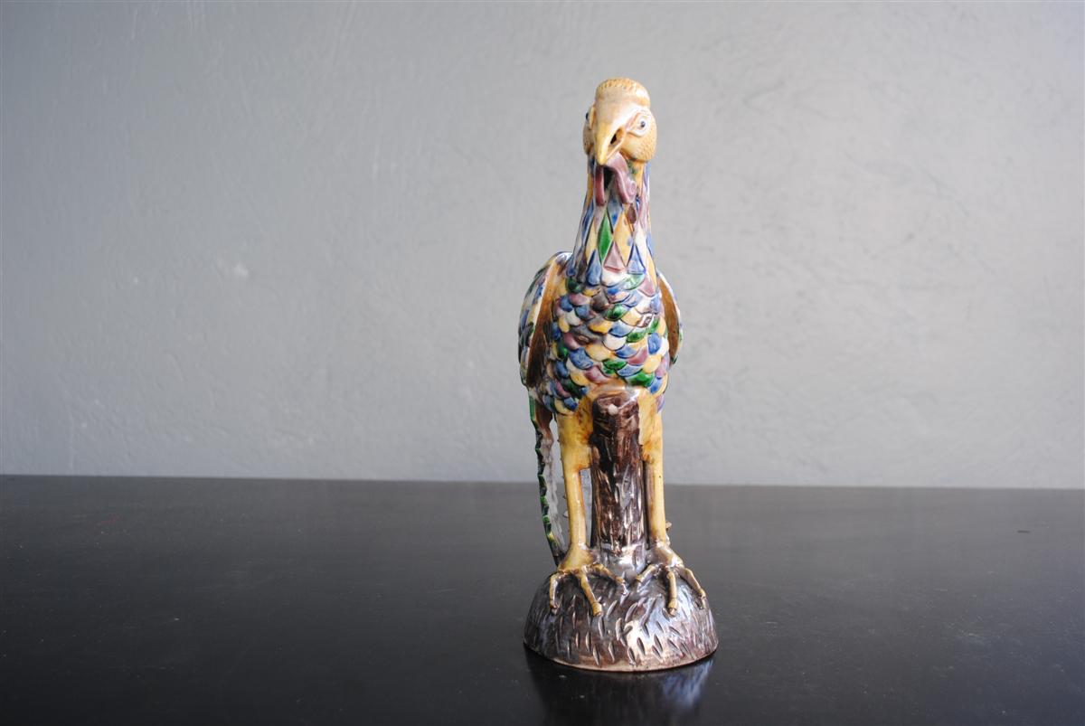 Dindon en faïence à motif arlequin début 20ème