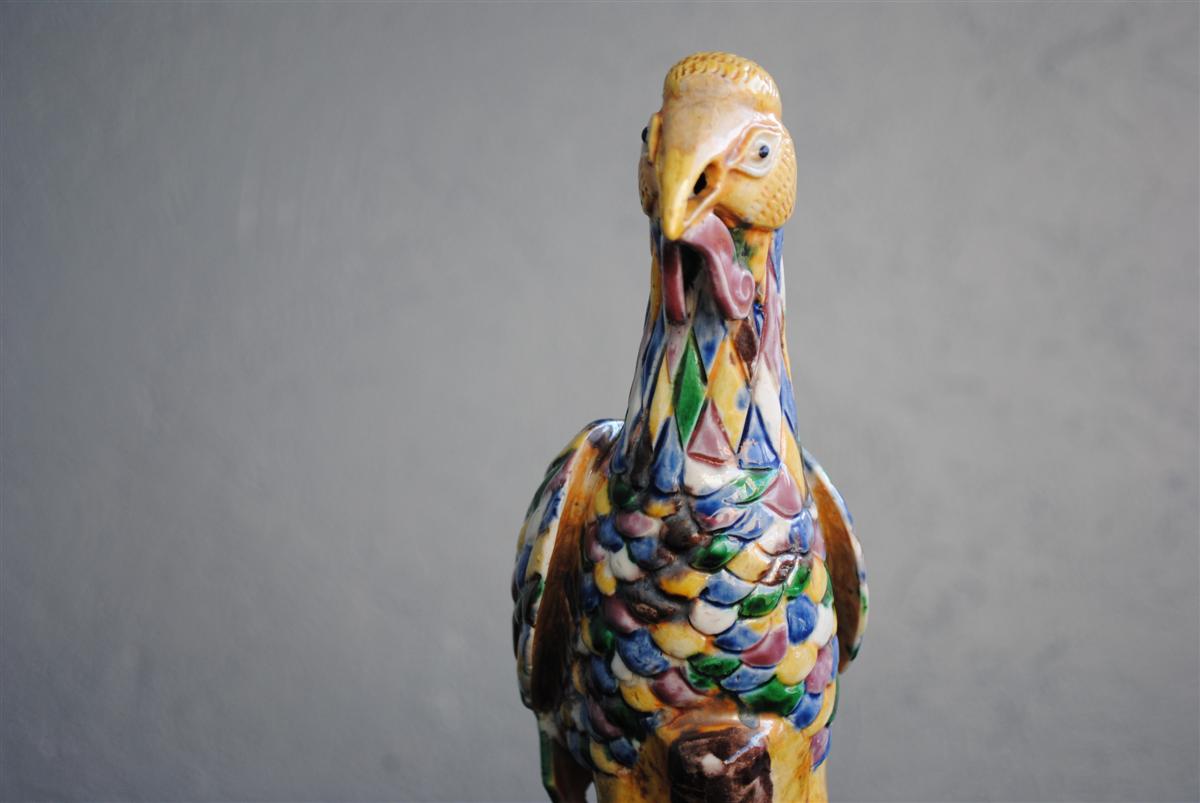 Dindon en faïence à motif arlequin début 20ème