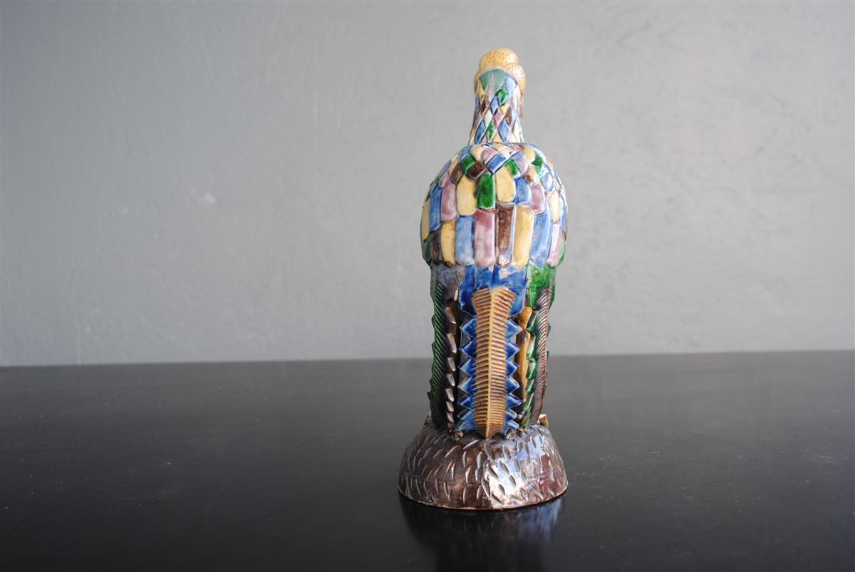 Dindon en faïence à motif arlequin début 20ème