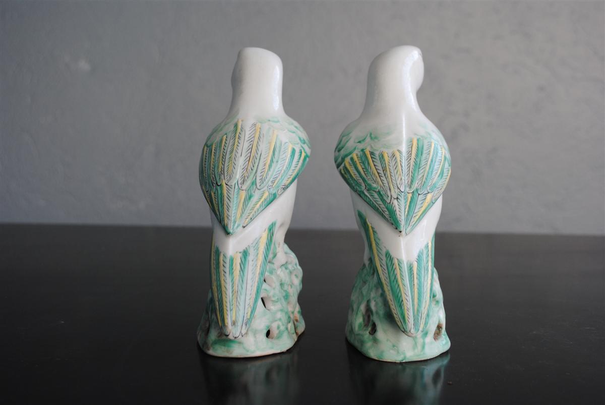 Couple de perroquet porcelaine chinoise début 20ème