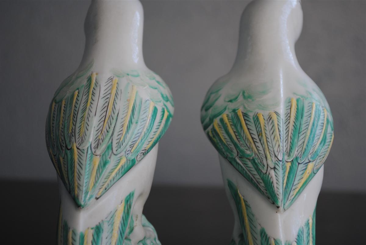 Couple de perroquet porcelaine chinoise début 20ème