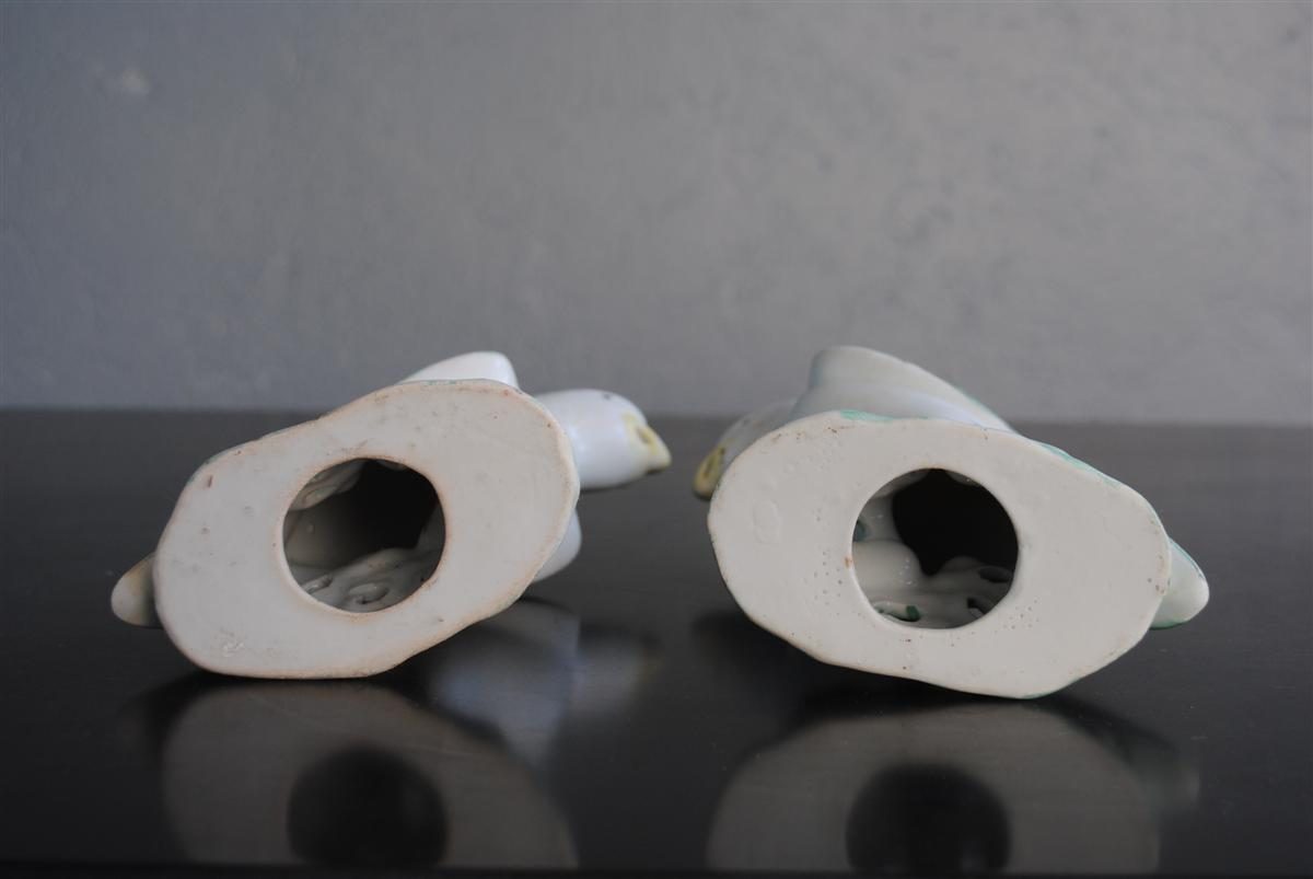 Couple de perroquet porcelaine chinoise début 20ème