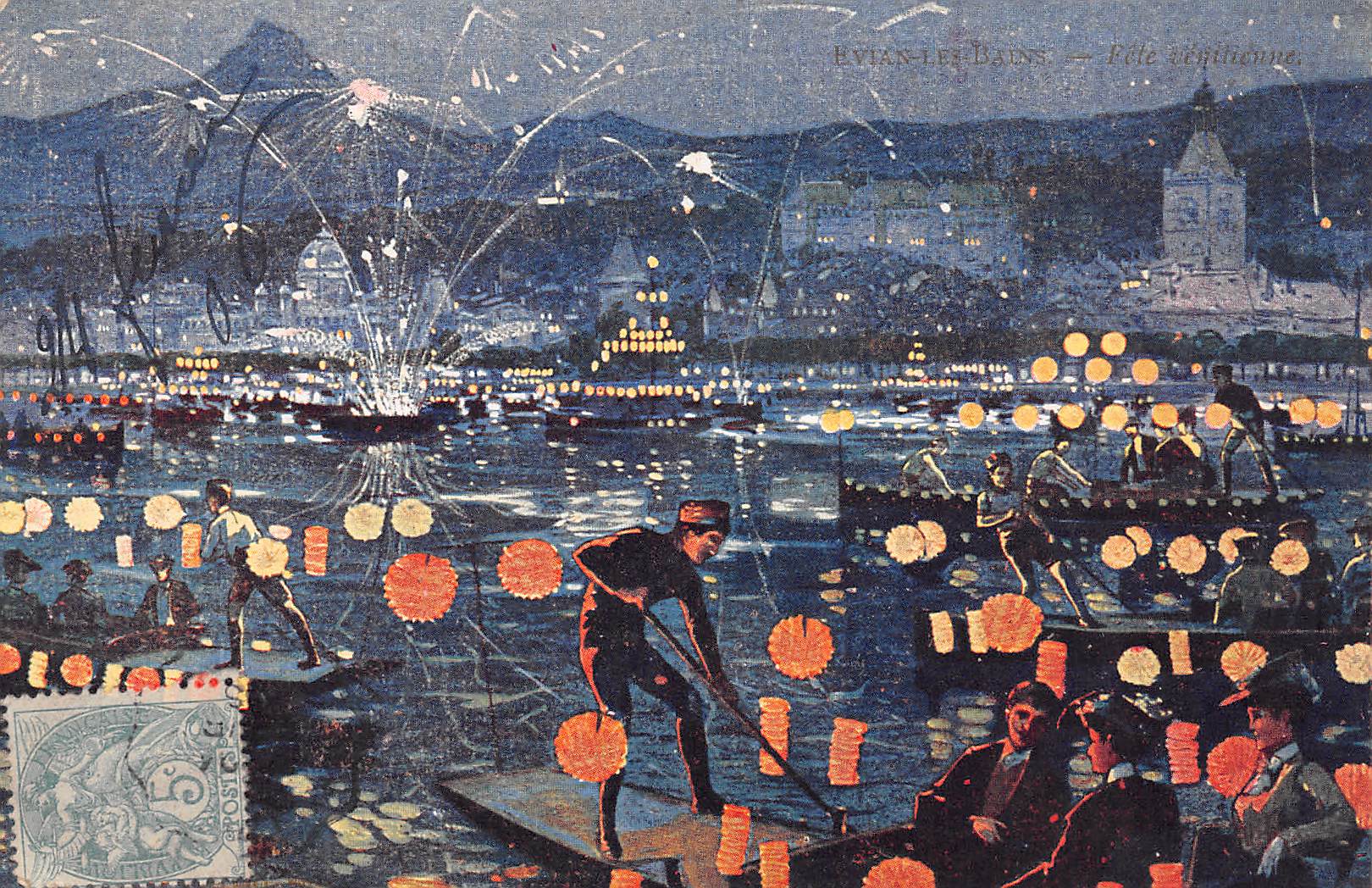 Carte postale ancienne - Evian les bains, la fête vénitienne