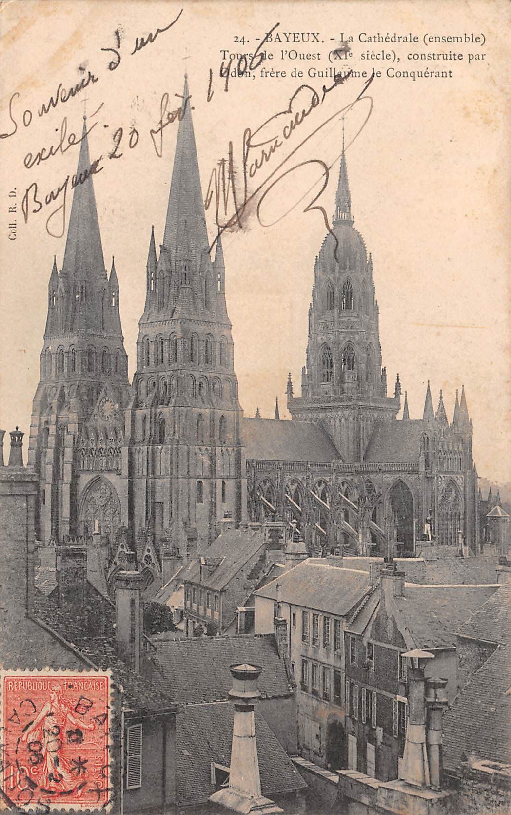 Carte postale ancienne - La cathédrale de Bayeux tour de l'ouest