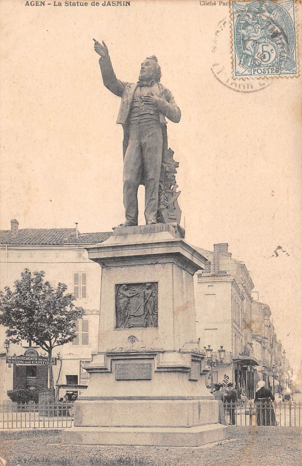 Carte postale ancienne - Agent, la statue de Jasmin