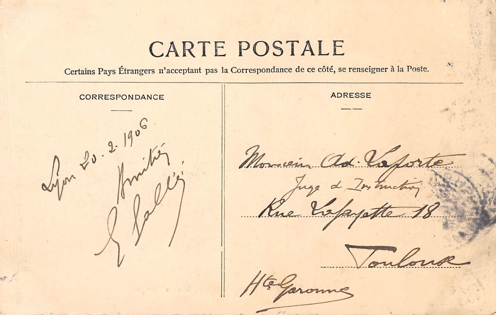 Carte postale ancienne Lyon - le Temple de l'église réformée. 