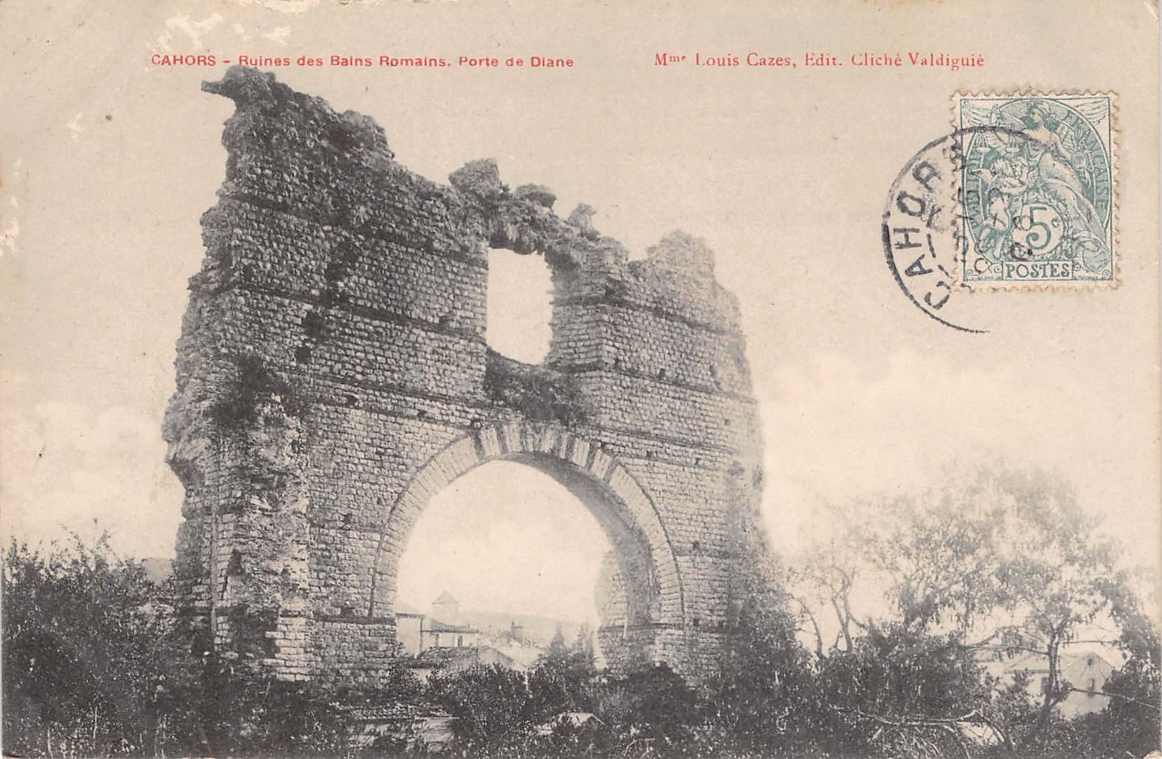 Carte postale ancienne - Cahors, les ruines des bains romains 