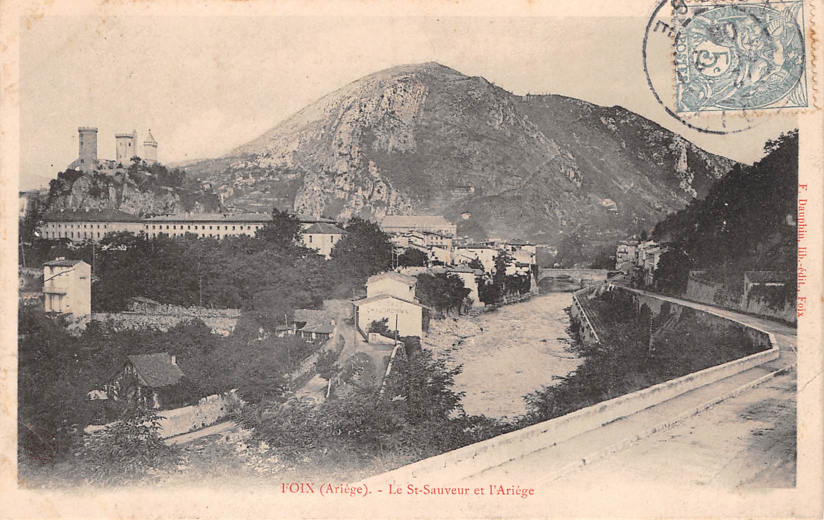 Carte postale ancienne - Foix (Ariège) le saint sauveur et l'Ariège