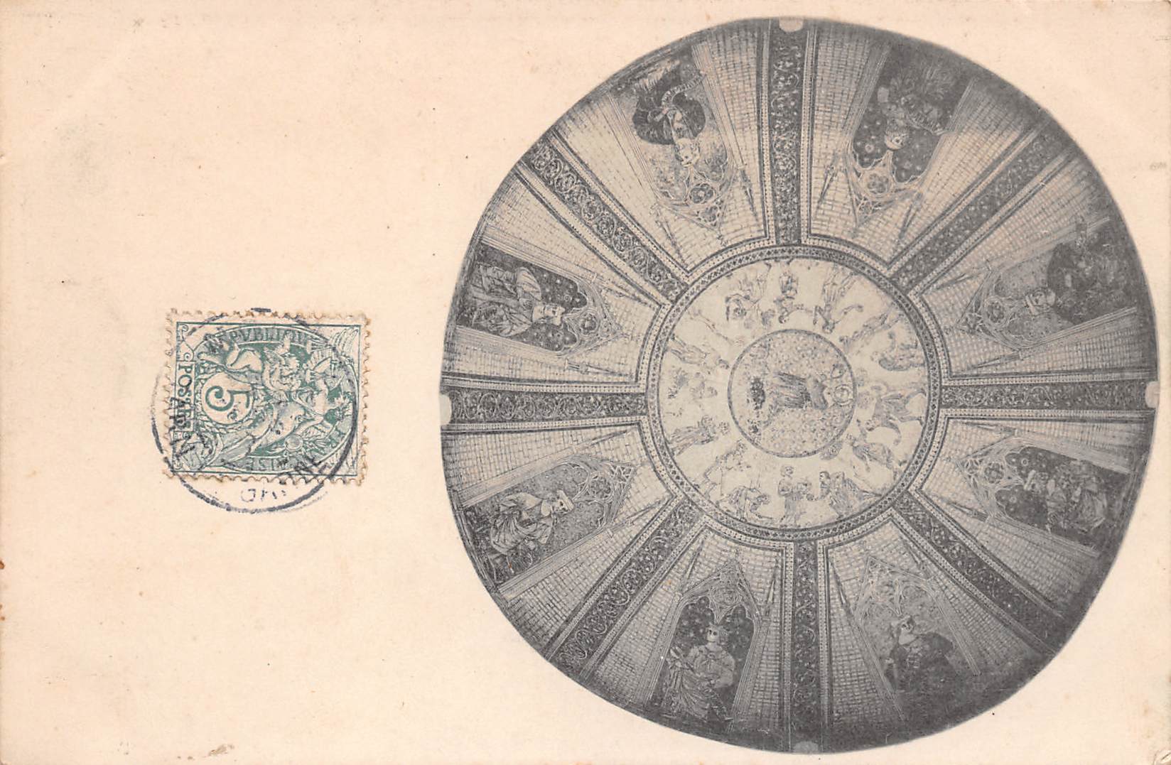 Carte postale ancienne - Rosace d'église aux 8 saints
