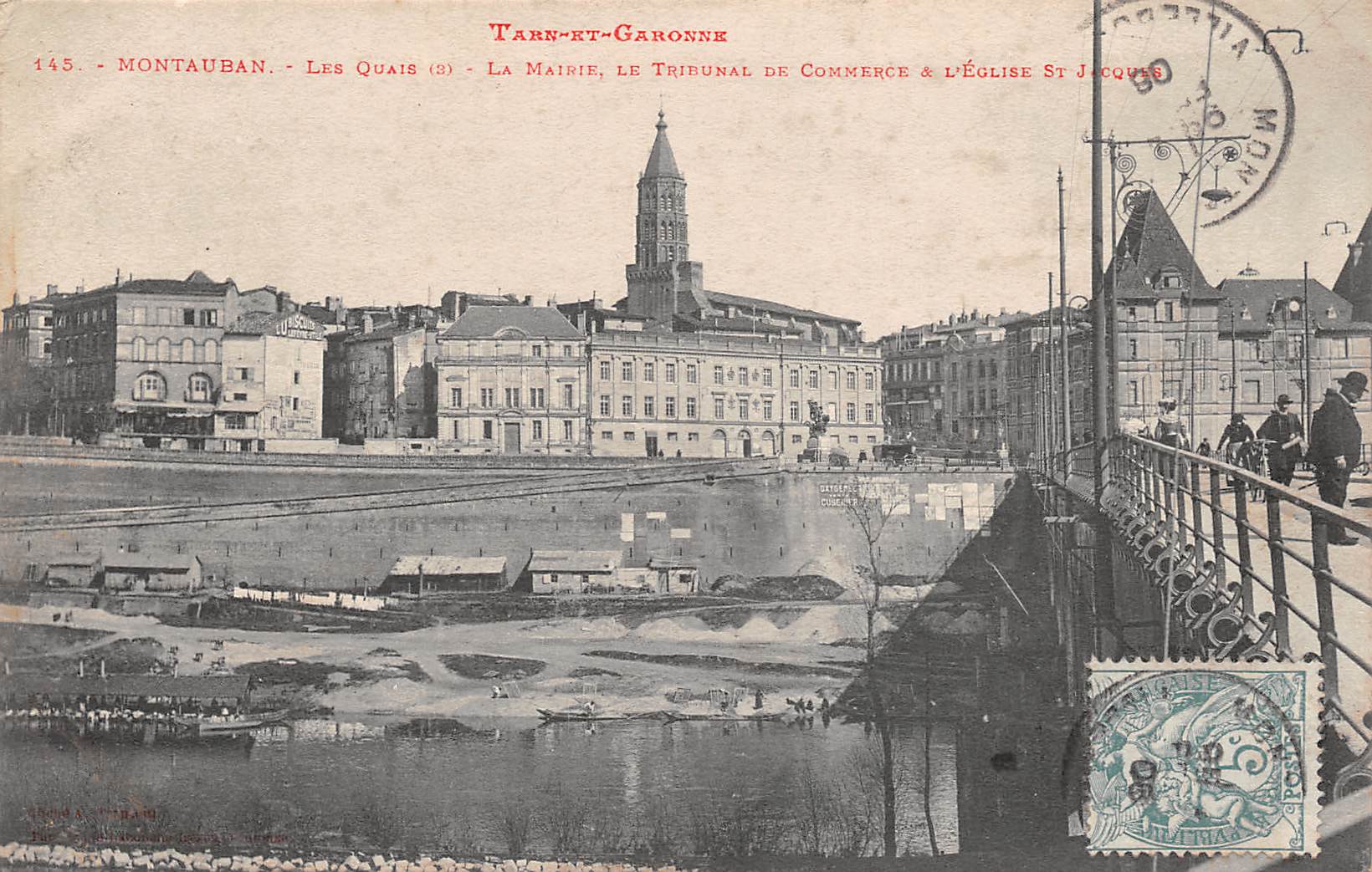 Carte postale ancienne - Montauban, les quais, la mairie, le tribunal...