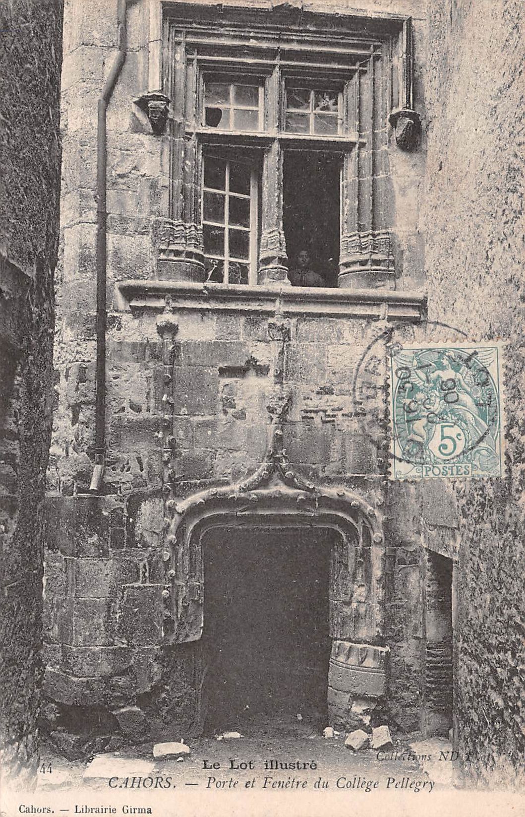 Carte postale ancienne - Cahors, Porte et fenêtre du collège Pellegry