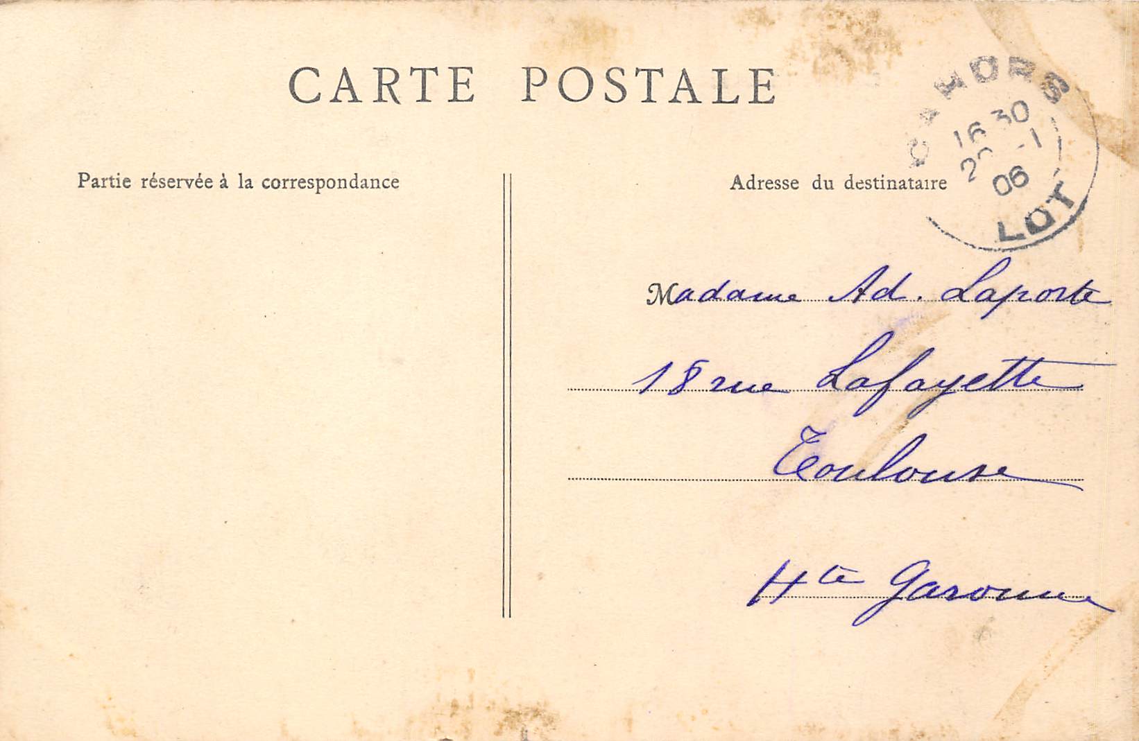 Carte postale ancienne - Cahors, le lycée Gambetta 
