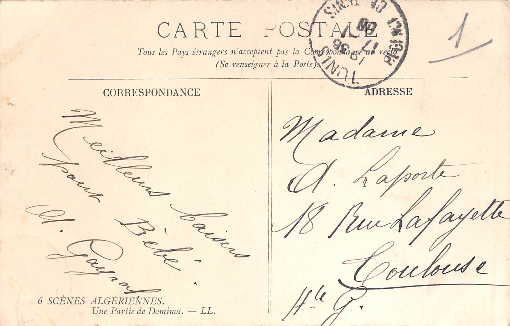 Carte postale ancienne - Scène algérienne, la partie de dominos