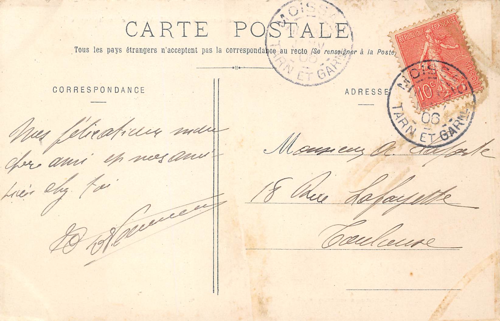 Carte postale ancienne - Moissac, le moulin sur le Tarn