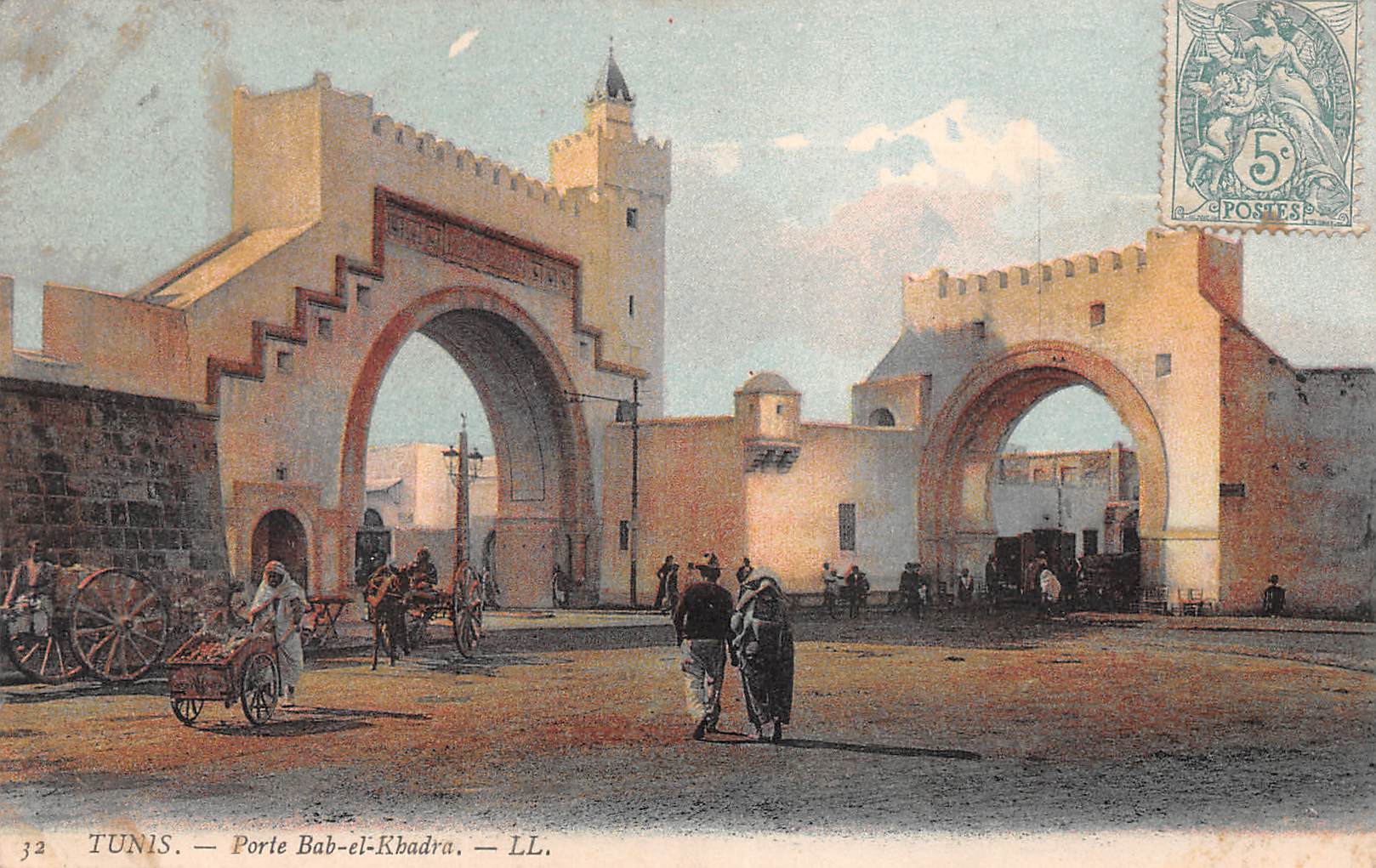 Carte postale ancienne - Tunis, Porte Bab-el-Khadra