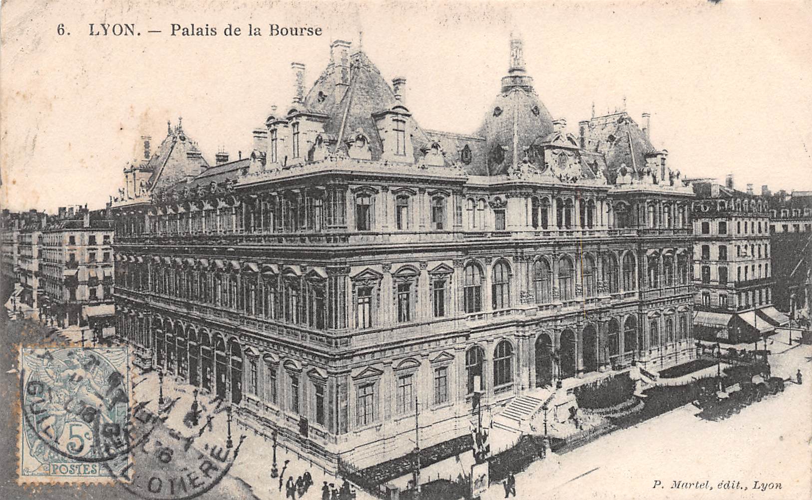 Carte postale ancienne - Lyon, le palais de la Bourse