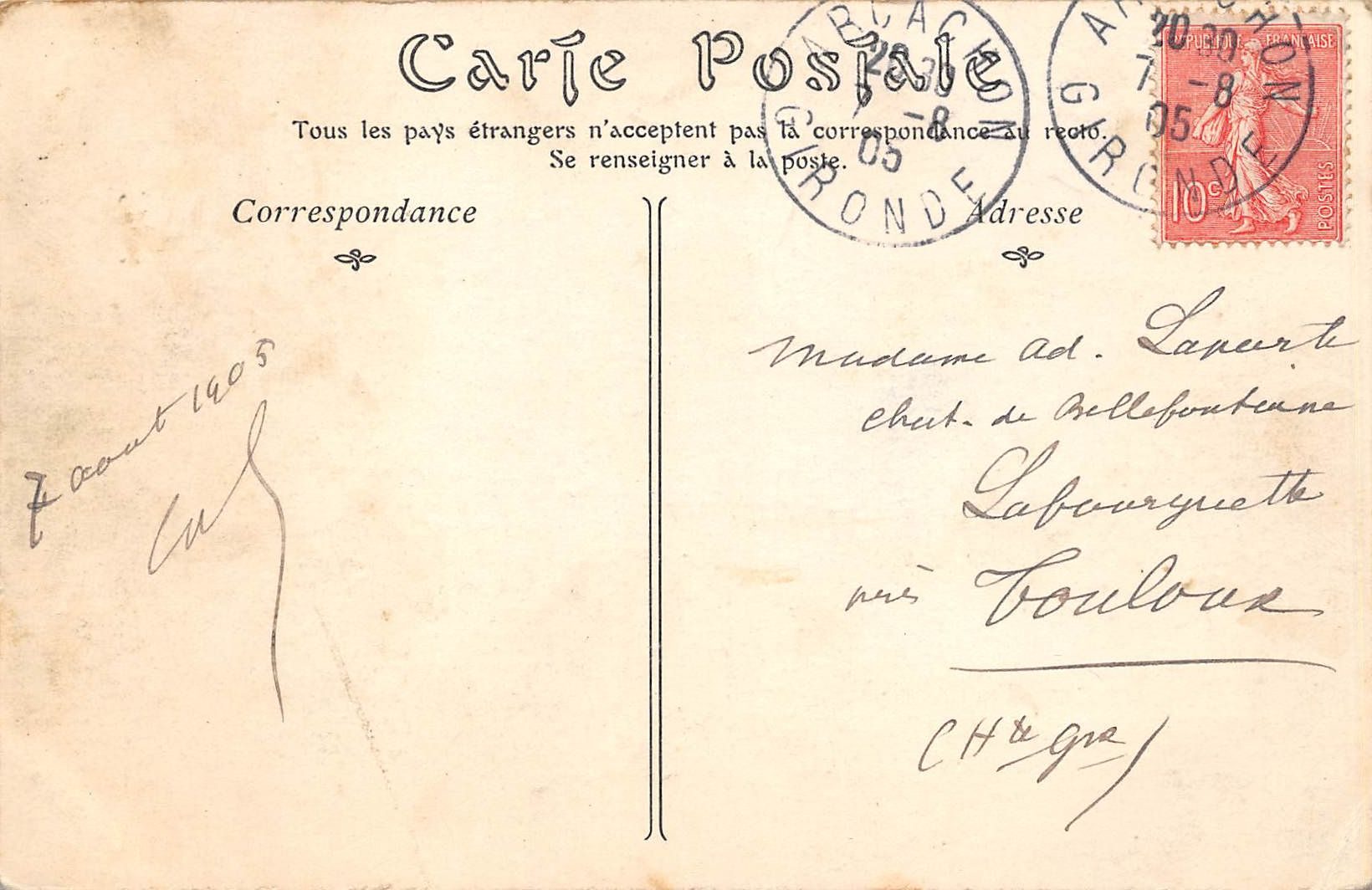 Carte postale ancienne - Arcachon, la plage à marée haute