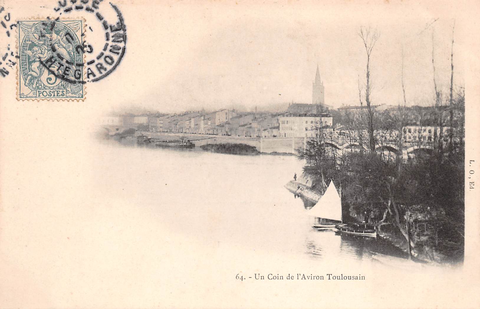 Carte postale ancienne - Toulouse, un coin de l'aviron