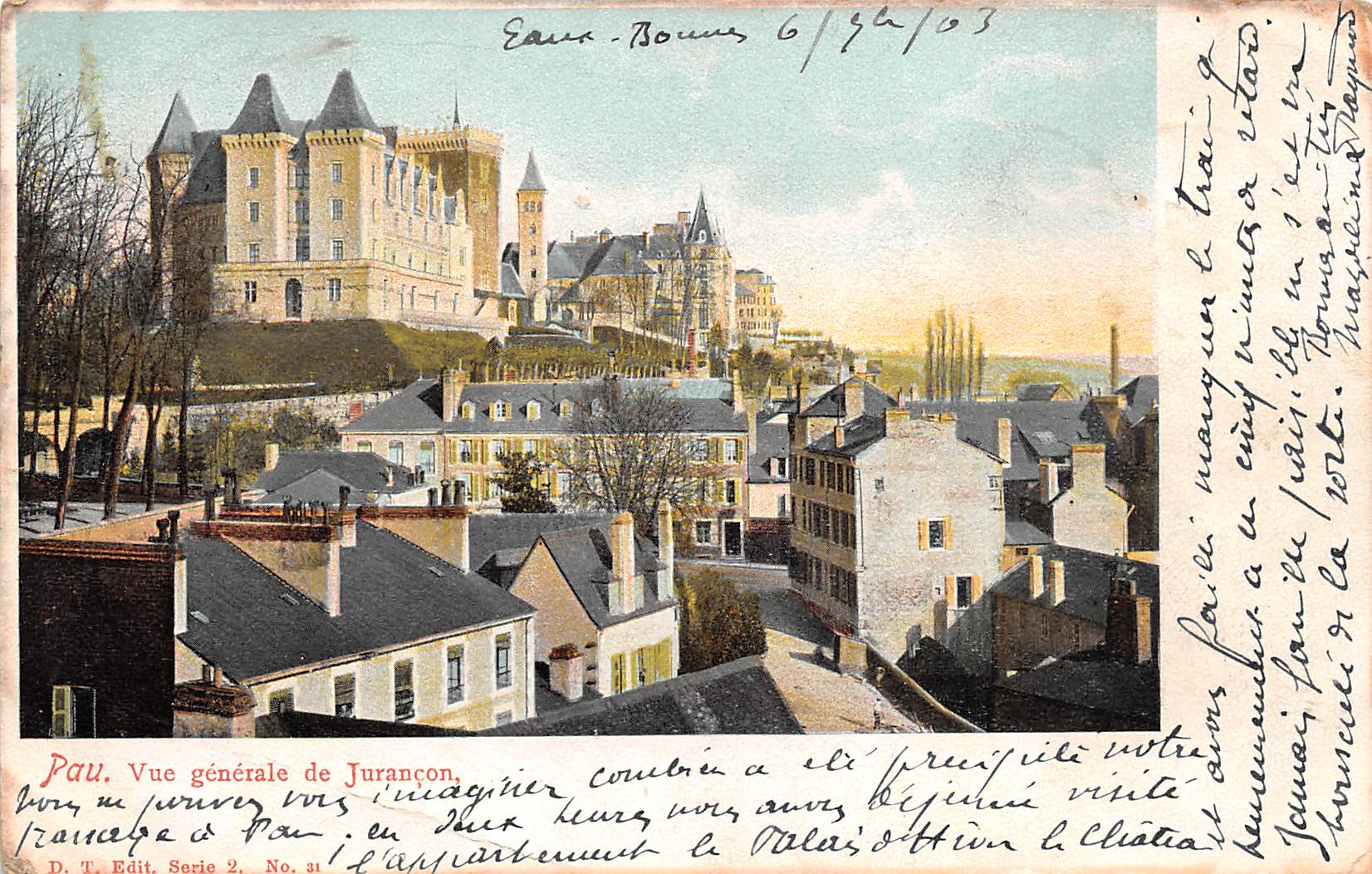 Carte postale ancienne - Pau, vue générale de Jurançon