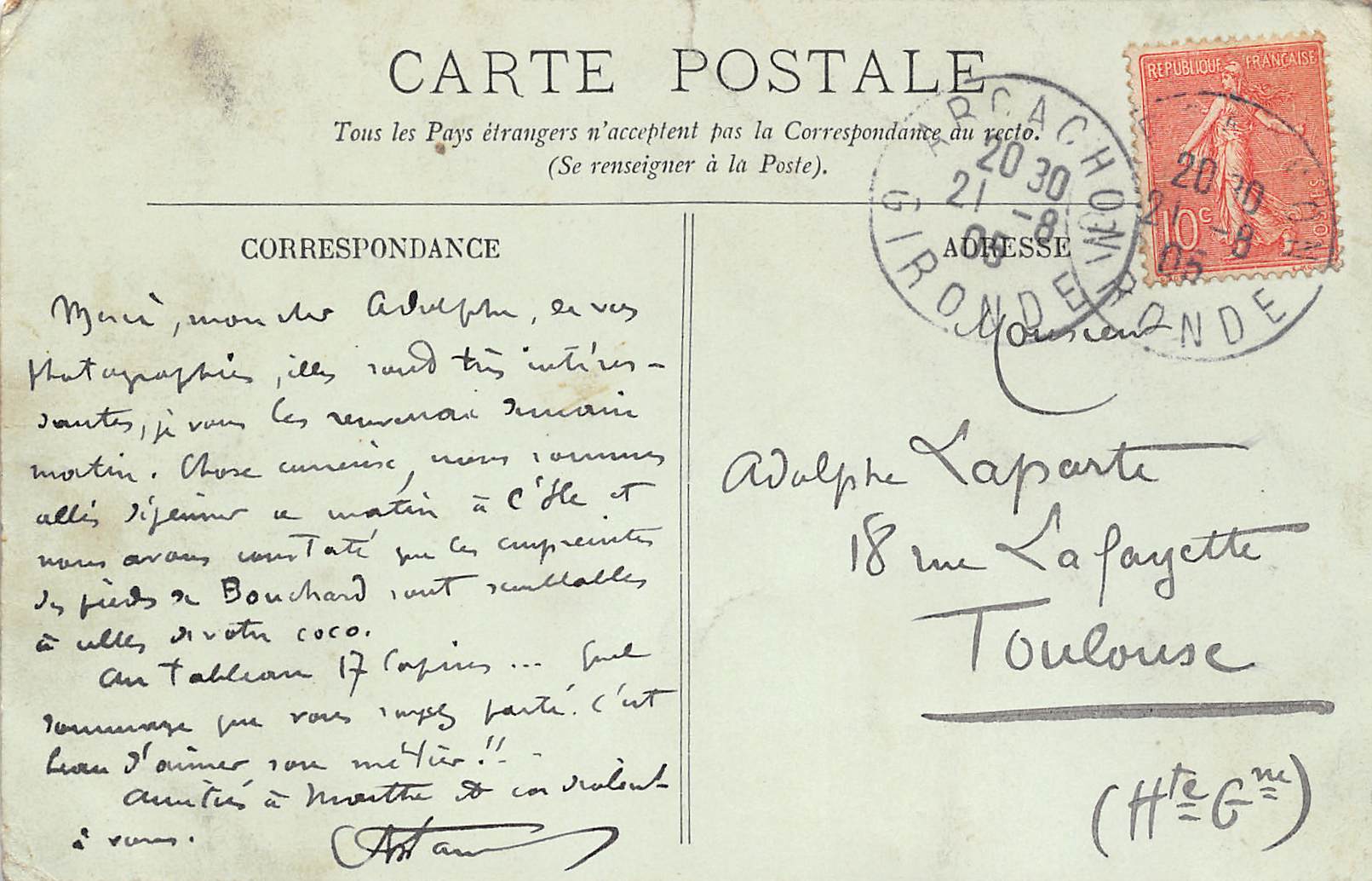 Carte postale ancienne - Arcachon, la plage à marée basse