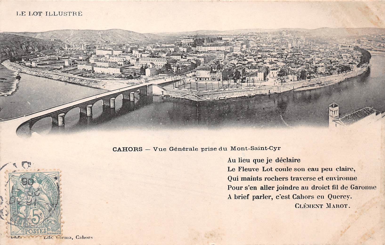 Carte postale ancienne - Cahors, vue générale prise du Mont-Saint Cyr