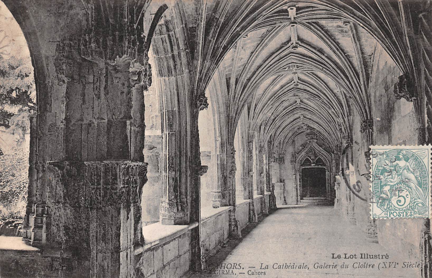 Carte postale ancienne - Cahors, la cathédrale galerie du cloître