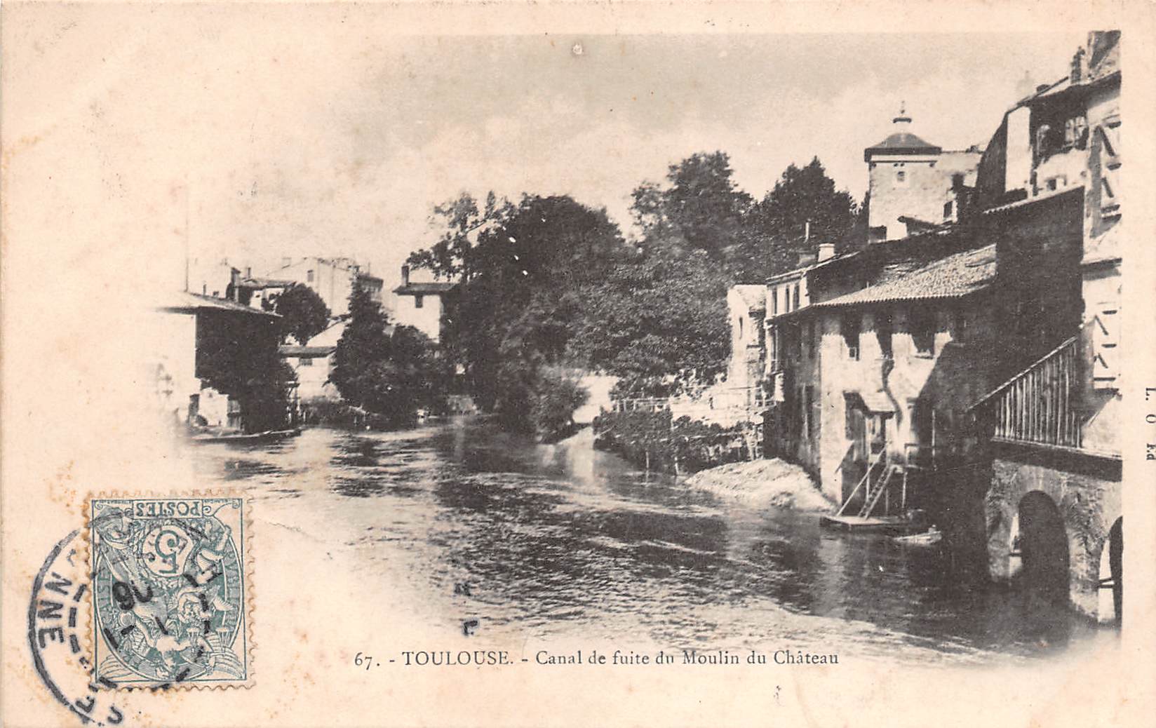 Carte postale ancienne - Toulouse, canal de fuite du moulin du Château