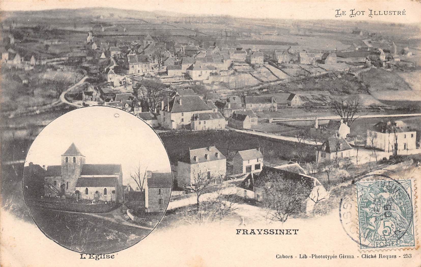 Carte postale ancienne - Frayssinet, l'église (Le Lot)
