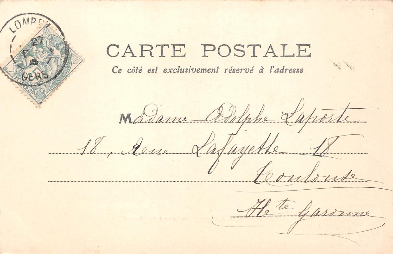 Carte postale ancienne - Lombez, Faubourg Saint Adours et clocher