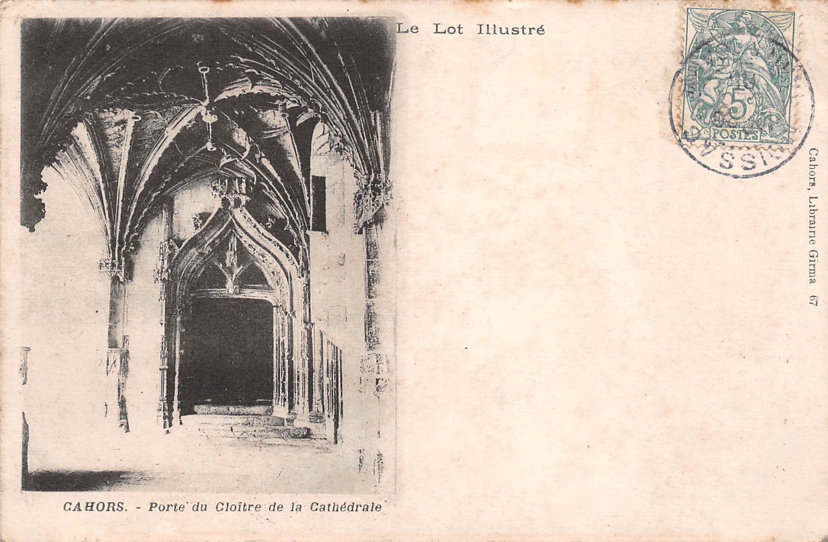 Carte postale ancienne - Cahors, porte du cloître de la cathédrale
