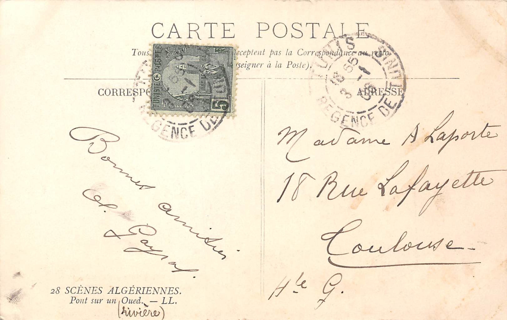 Carte postale ancienne - scènes Algériennes, Pont sur un Oued