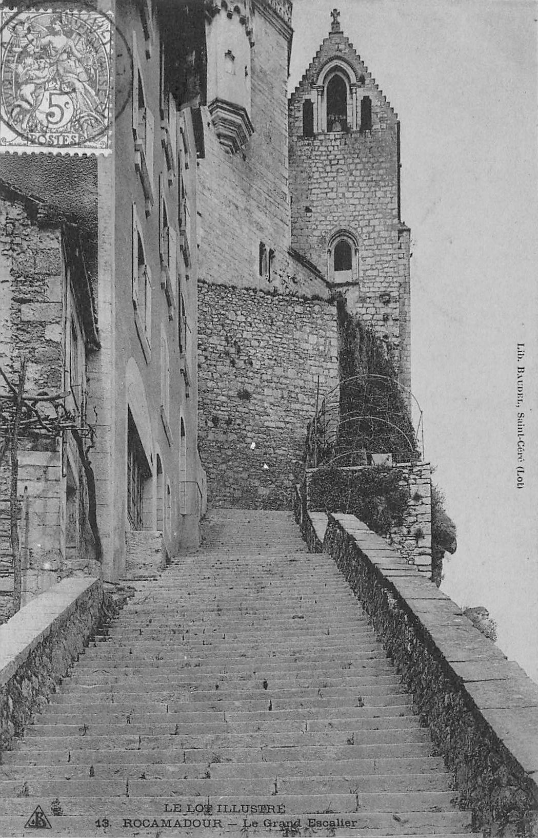 Carte postale ancienne - Rocamadour, le grand escalier 