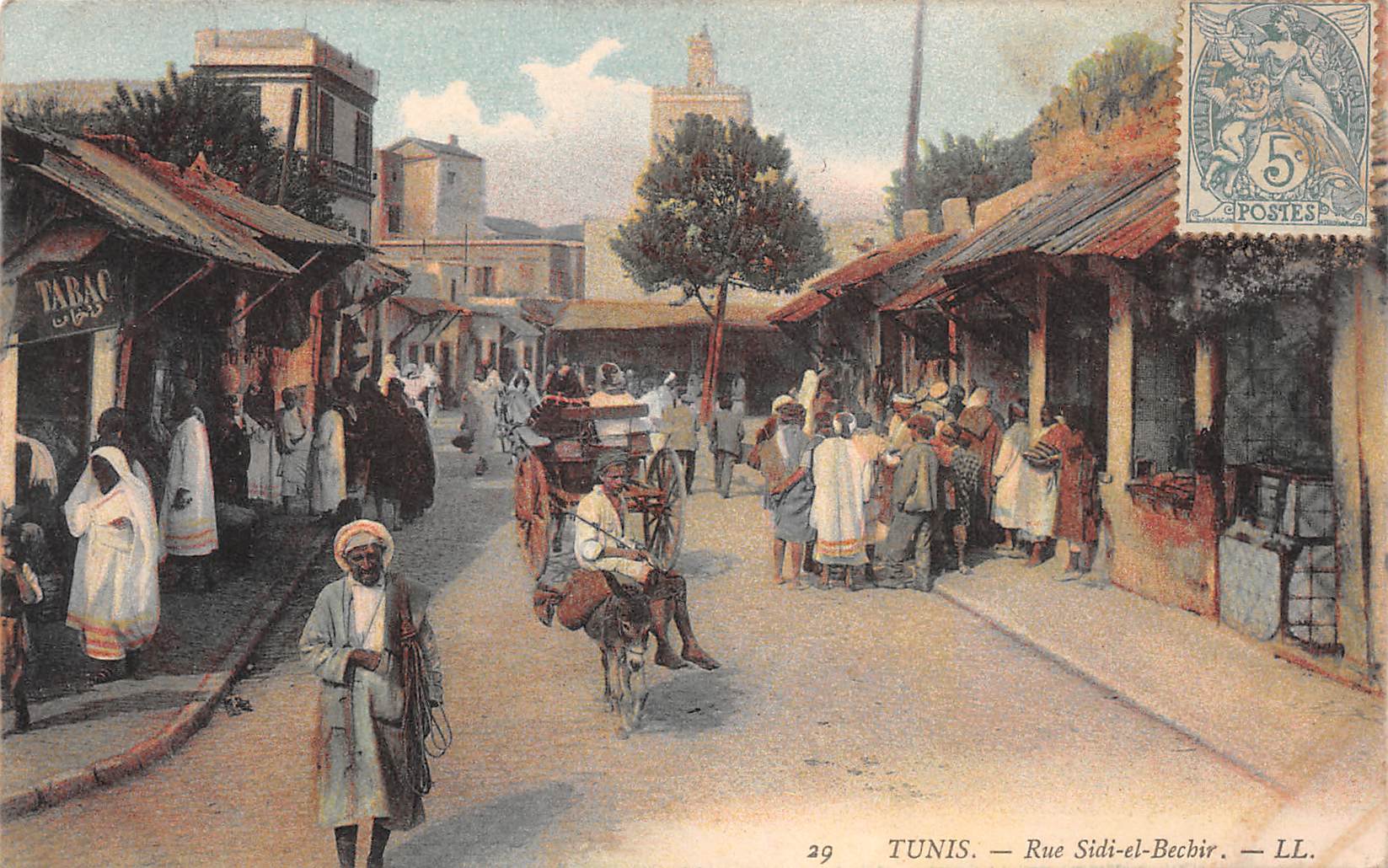 Carte postale ancienne - Tunis, Rue Sidi-el-Bechir