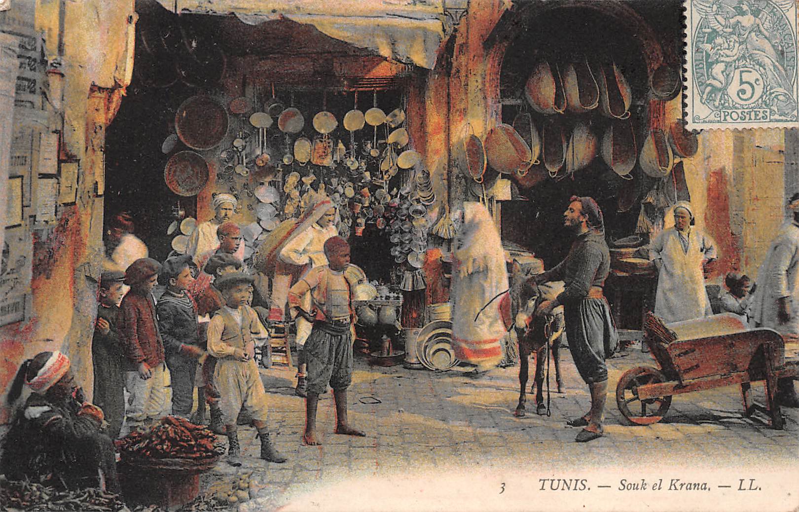 Carte postale ancienne - Tunis, Souk el Krama