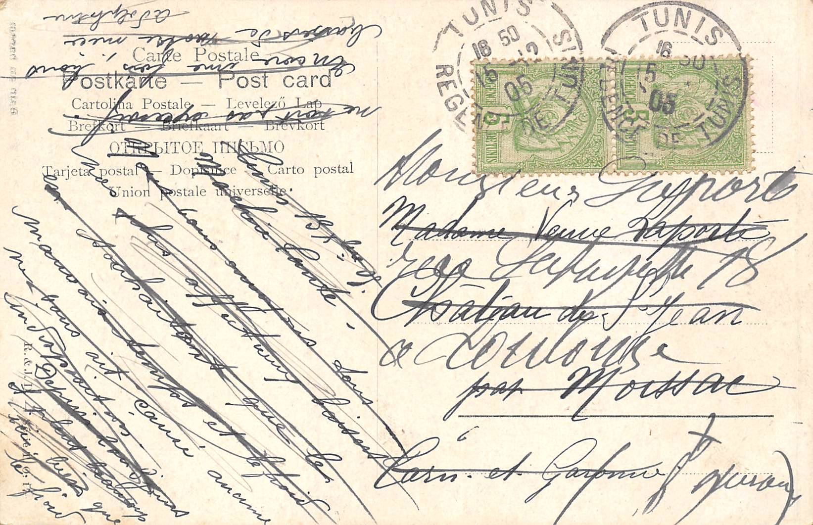 Carte postale ancienne - Tunis, bain au harem