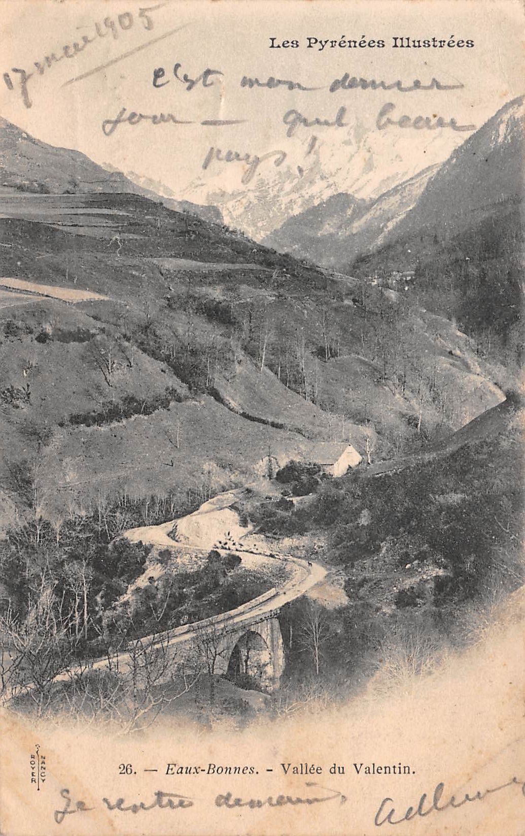 Carte postale ancienne - Eaux bonnes, vallée du Valentin 