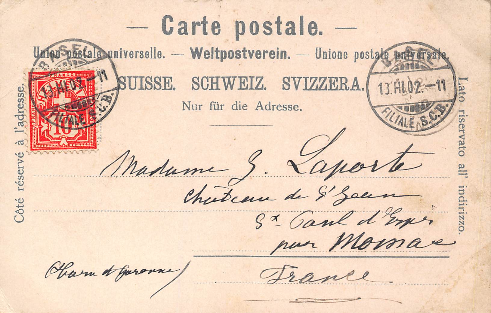 Carte postale ancienne - Suisse, Bâle. Vue du pont Gruss aus Basel