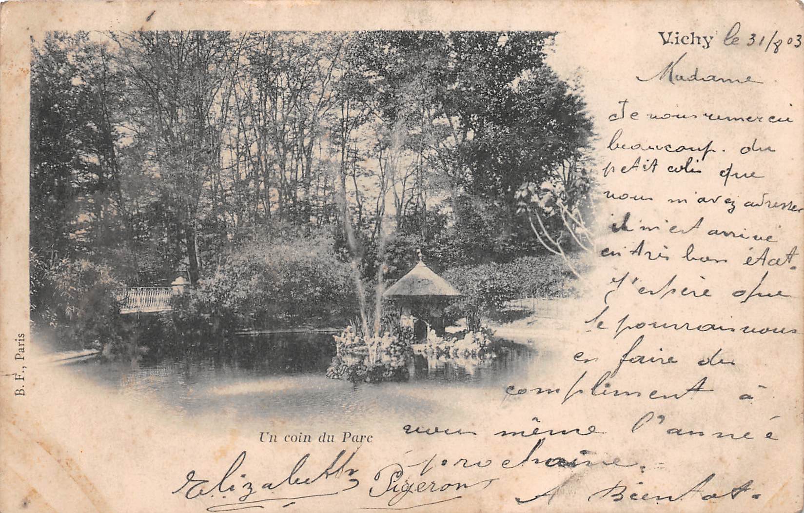 Carte postale ancienne - Vichy, un coin de parc