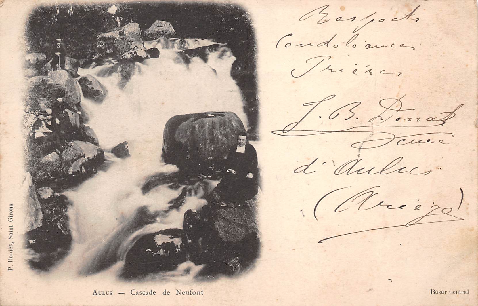 Carte postale ancienne - Aulus, la cascade de Neufont