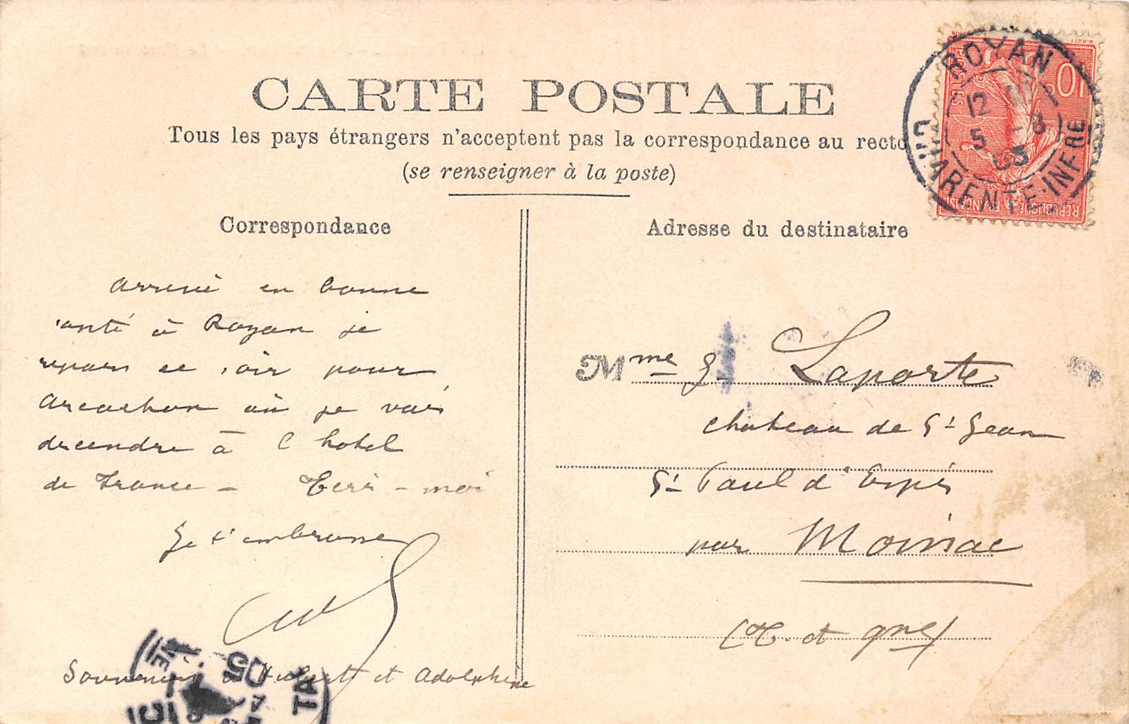 Carte postale ancienne - Royan, Pontaillac, le restaurant 