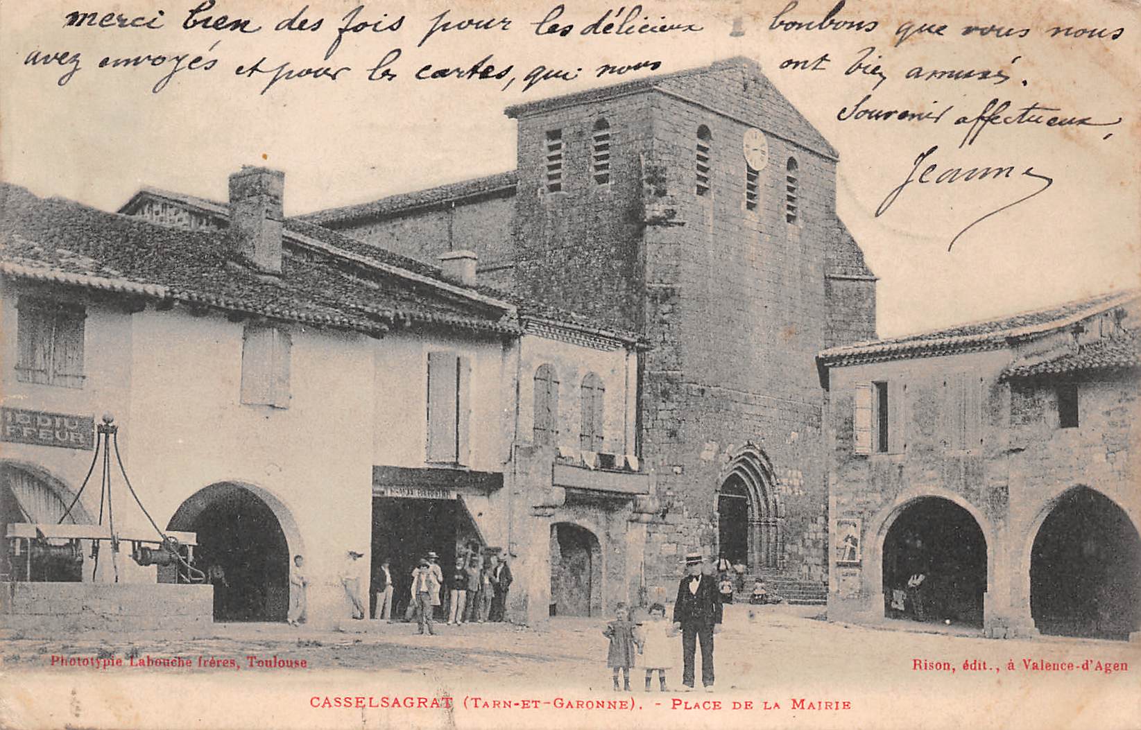 Carte postale ancienne - Casselsagrat, la place de la mairie
