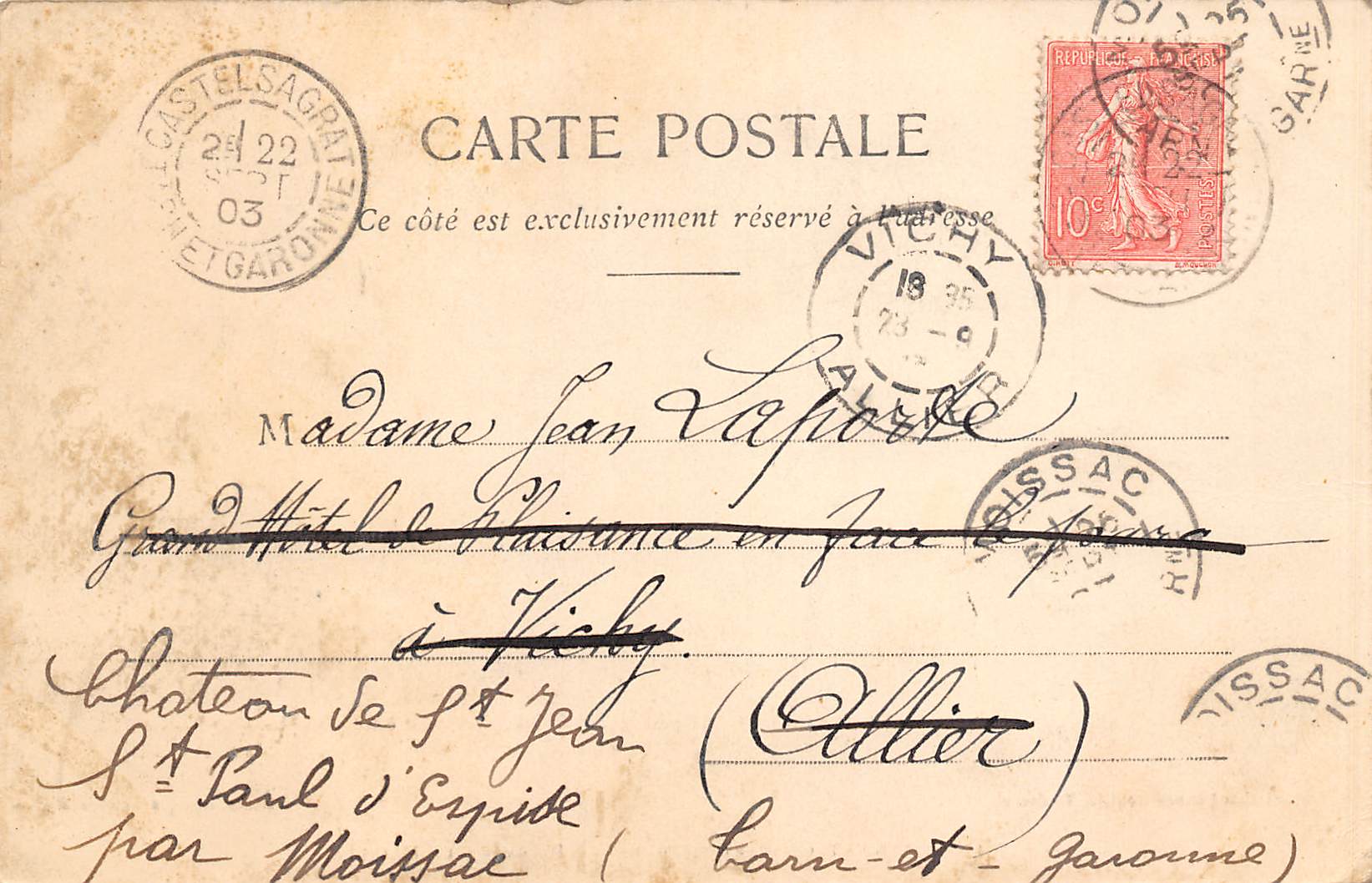 Carte postale ancienne - Casselsagrat, la place de la mairie