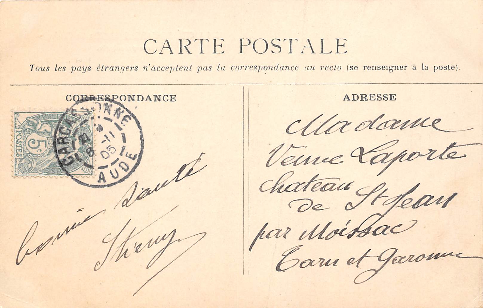 Carte postale ancienne - Carcassonne, le château 