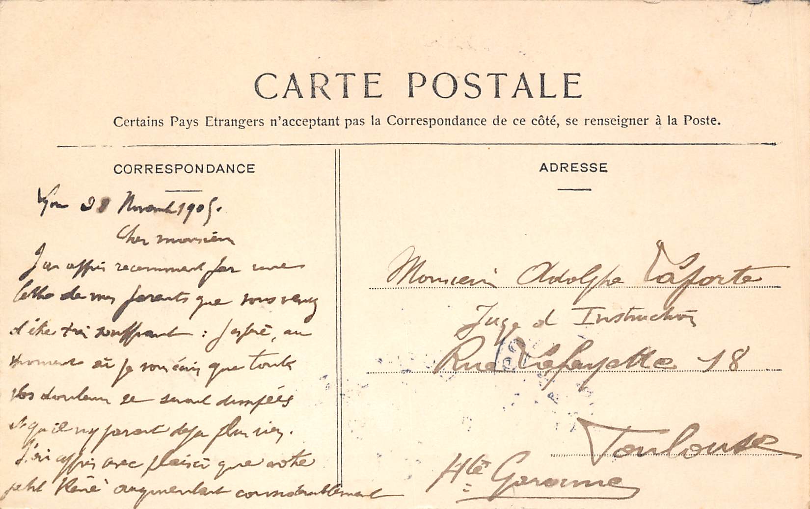 Carte postale ancienne - Lyon, colonnade du palais de Justice