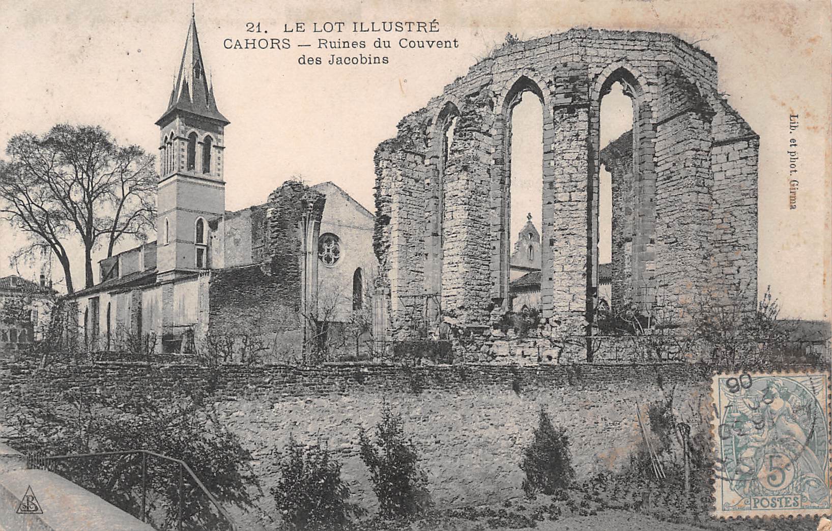 Carte postale ancienne - Cahors, les ruines du convent des Jacobins
