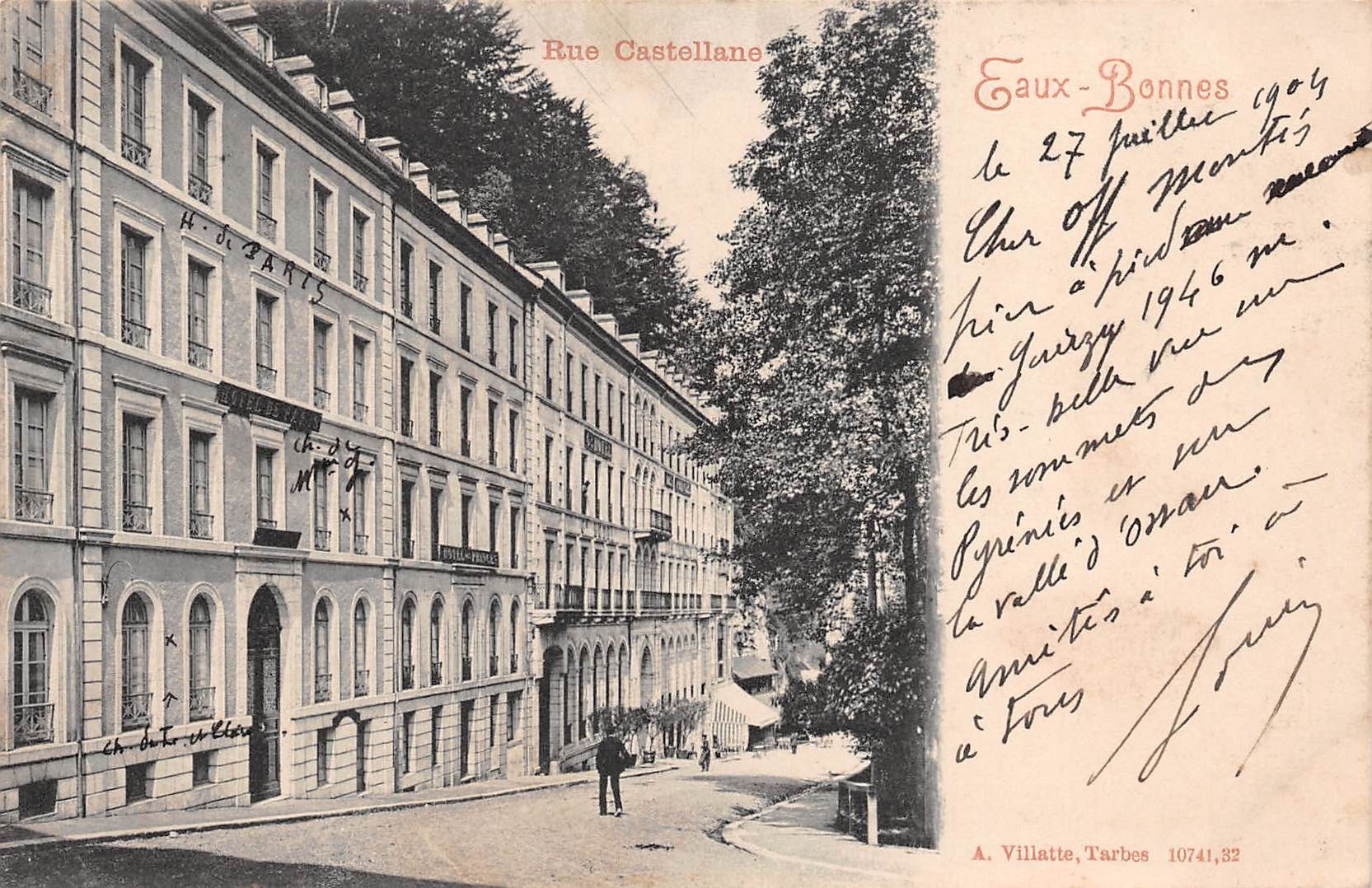 Carte postale ancienne - Eaux-Bonnes, la rue Castelanne
