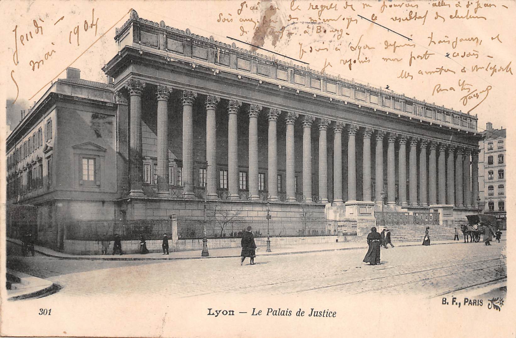 Carte postale ancienne - Lyon, le palais de Justice