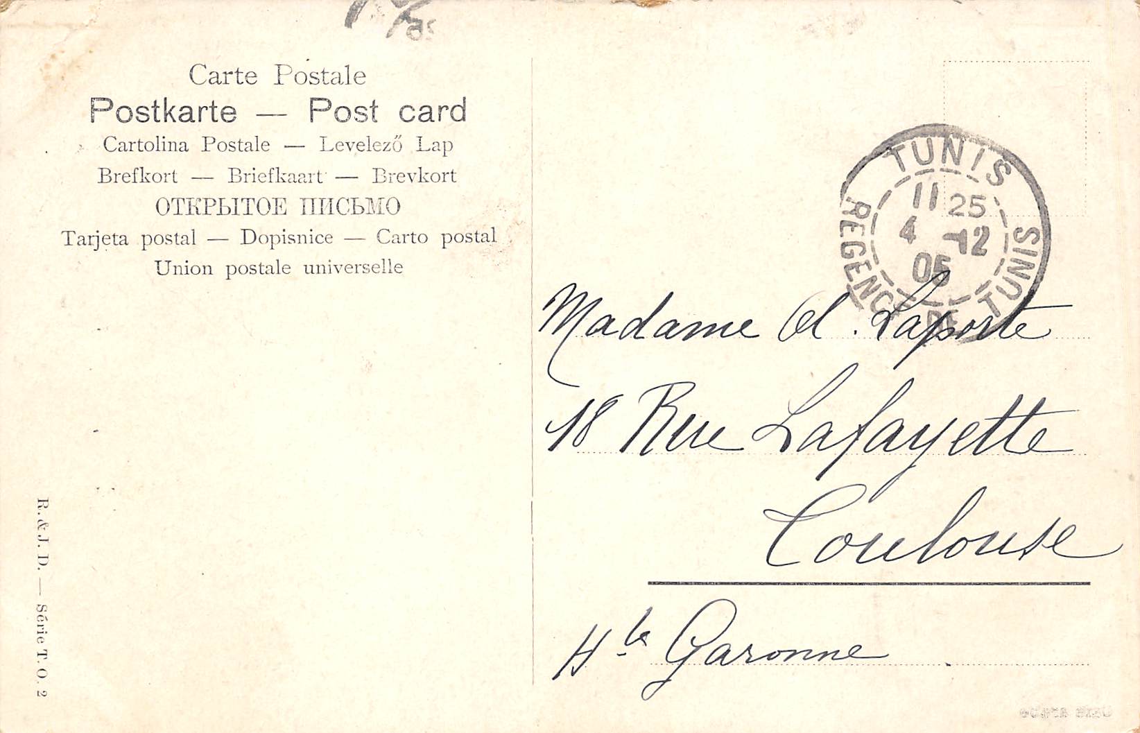 Carte postale ancienne - Tunisie, Café Arabe à Tunis