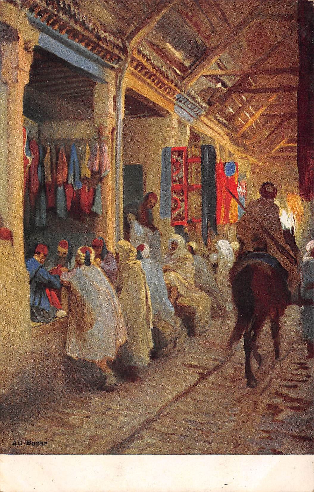 Carte postale ancienne - Tunisie, le bazar de Tunis